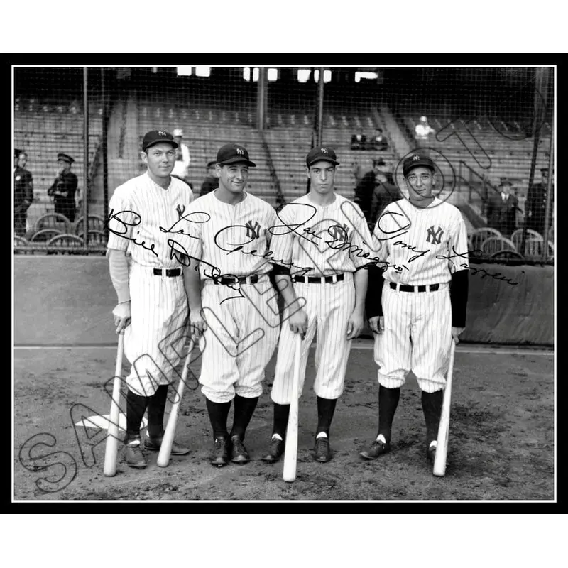Gehrig Dimaggio 8X10 Photo - Autographed Dickey Lazzeri New York Yankees - 1701