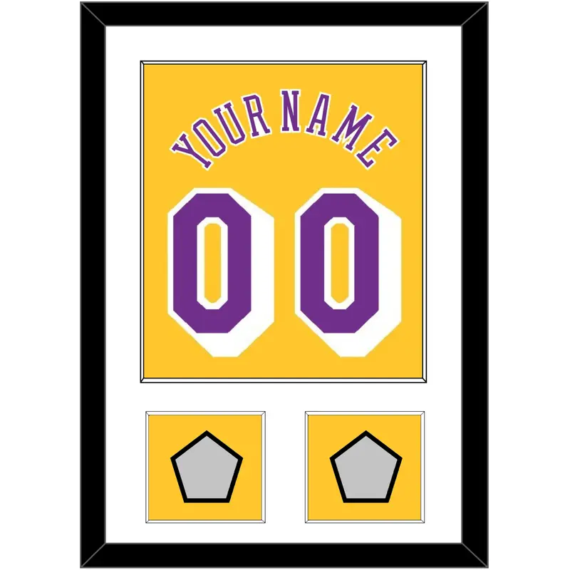 Los Angeles Name & Number With 2 Champions Patches - Home Yellow (1978-1997) - Single Mat 1
