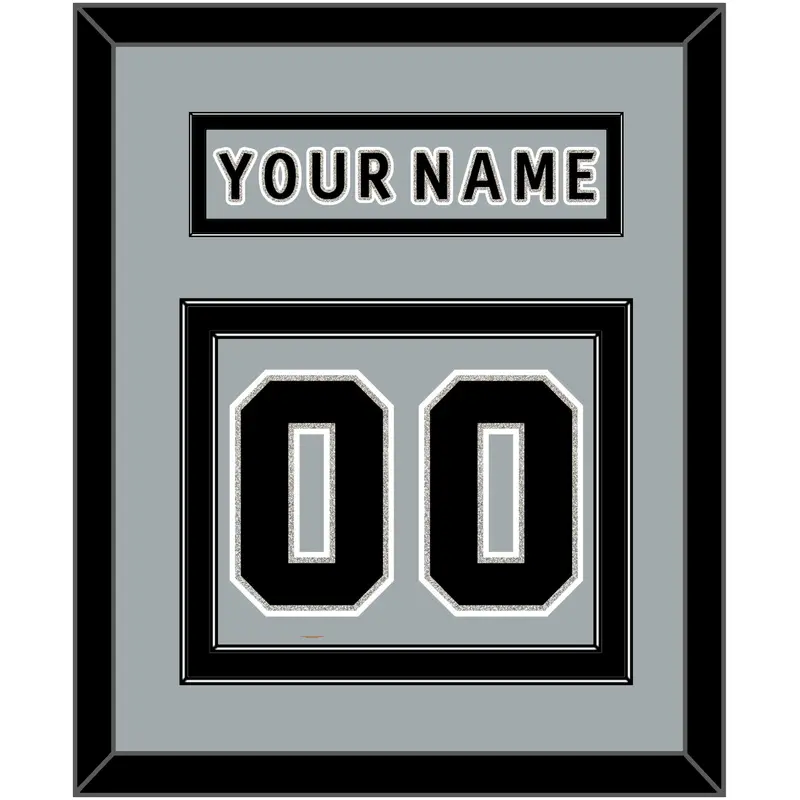 Los Angeles Nameplate & Number (Back) - Alternate Gray (2018-2021) - Double Mat 2