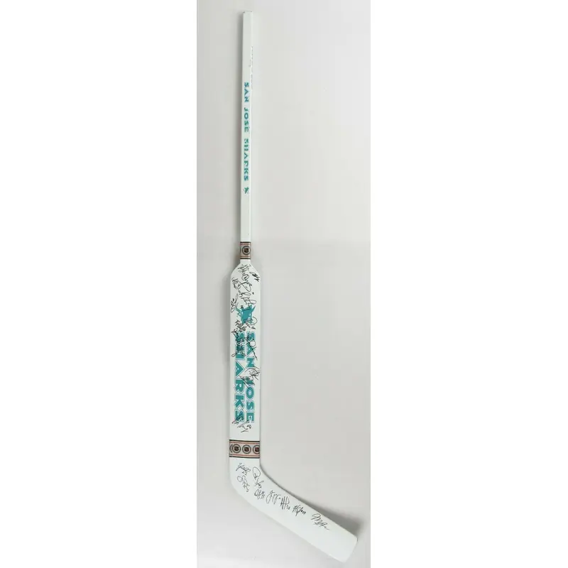 199192 San Jose Sharks Inaugural Season Team Signed Goalie Stick JSA COA