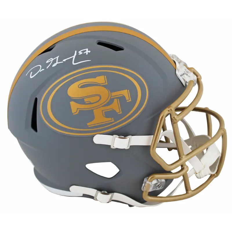 49ers Dre Greenlaw Signed Slate Full Size Speed Rep Helmet BAS Witnessed