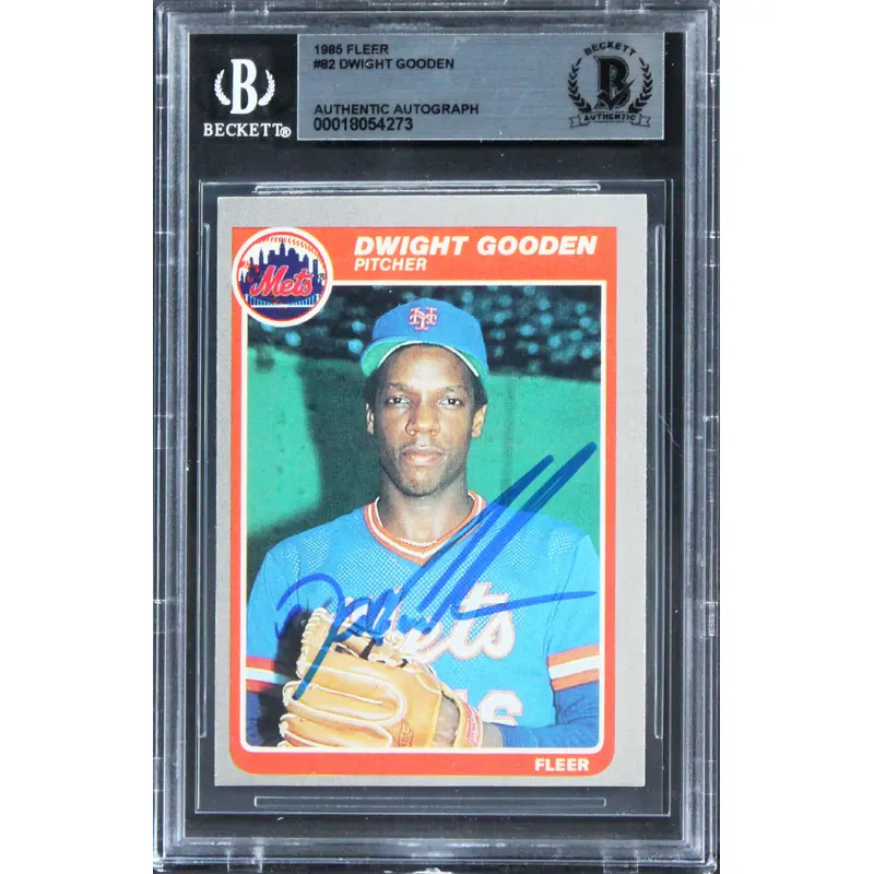 Mets Dwight Gooden Authentic Signed 1985 Fleer #82 Rookie Card BAS Slabbed