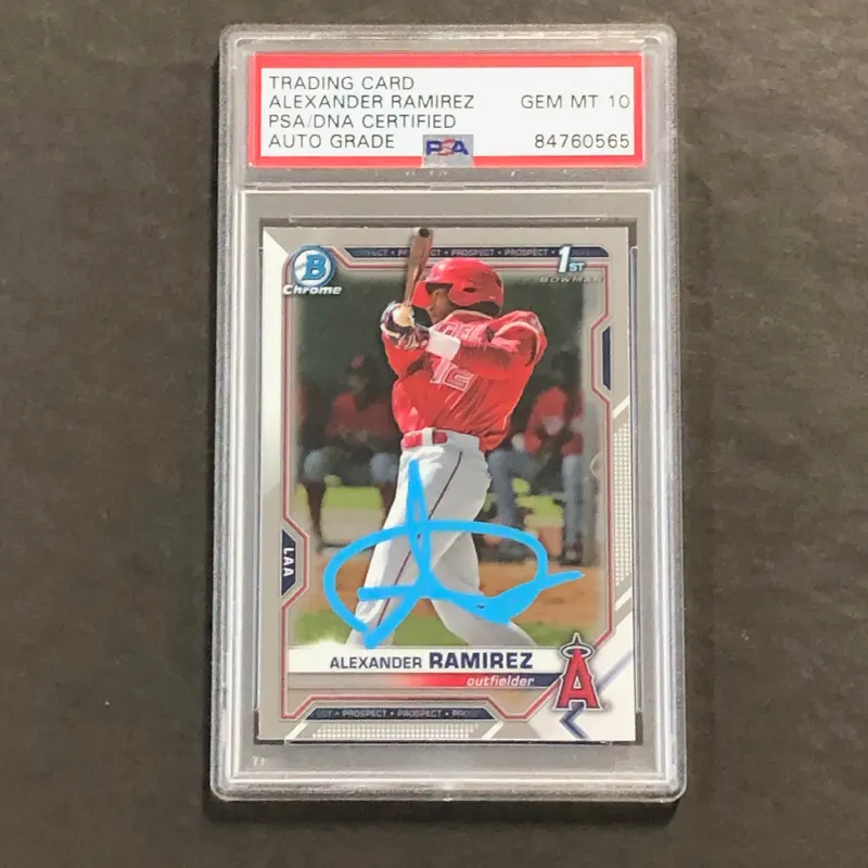 2021 Bowman Chrome #BCP-145 Alexander Ramirez Signed Card Auto 10 PSA Slabbed Angels