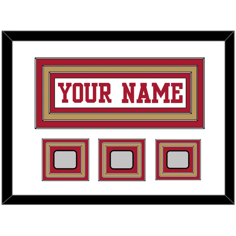 San Francisco Nameplate & 3 Super Bowl Patches - Road White - Triple Mat 1