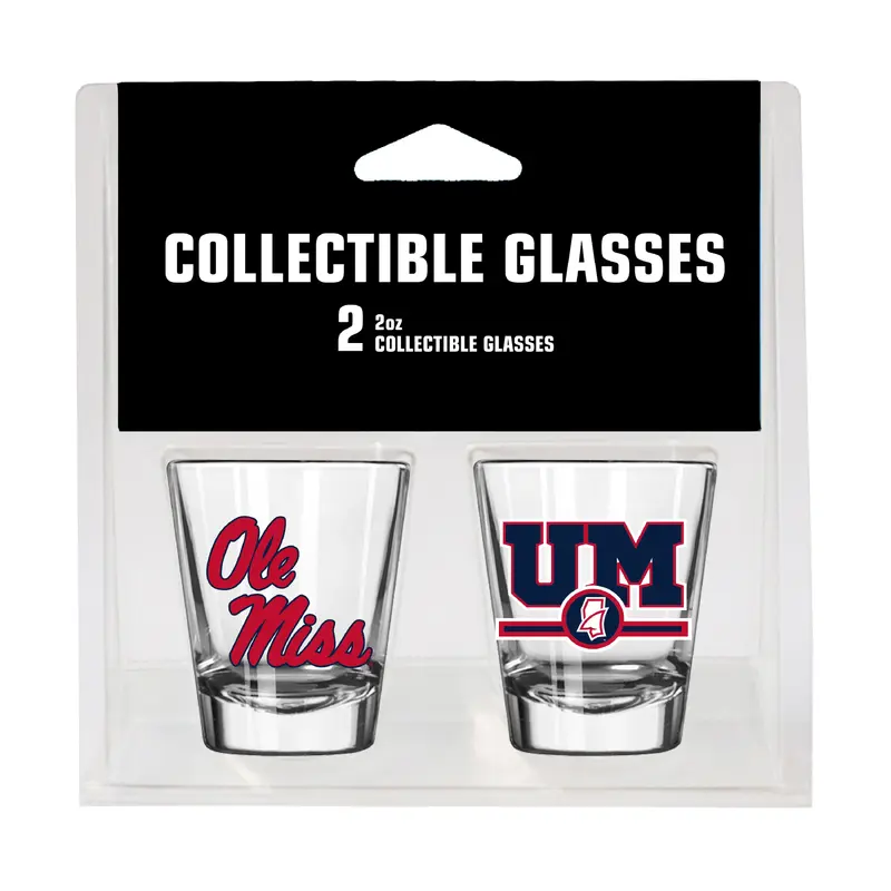 Ole Miss Campus Colors 2oz Letterman Shot Glass 2 Pack