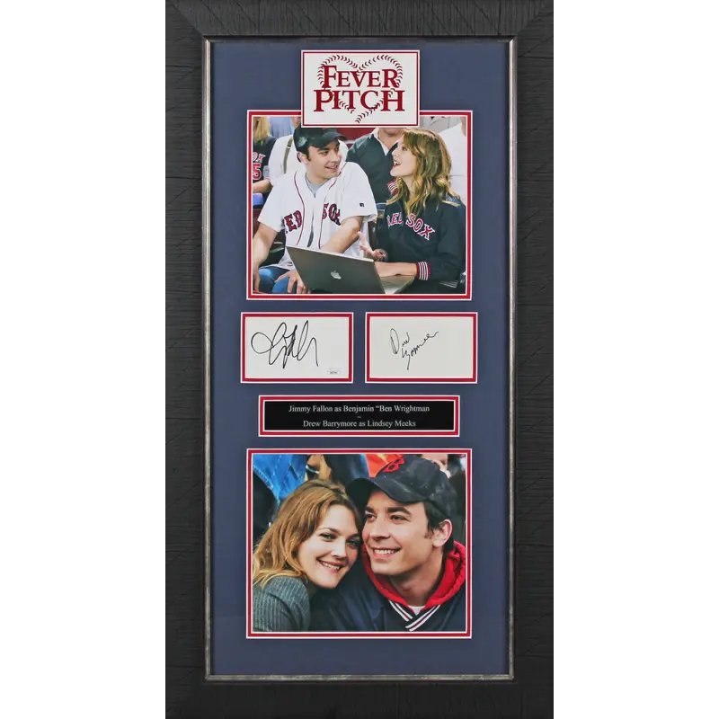 Drew Barrymore & Jimmy Fallon Fever Pitch Signed Framed Display BAS #AD64130