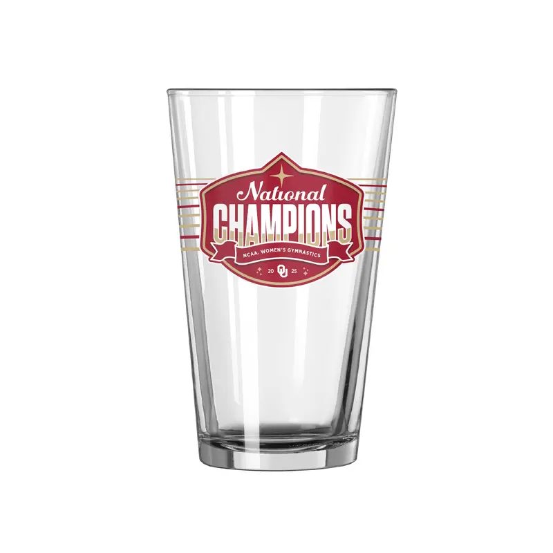 Oklahoma 2025 Womens Gymnastics Champions 16oz Pint Glass