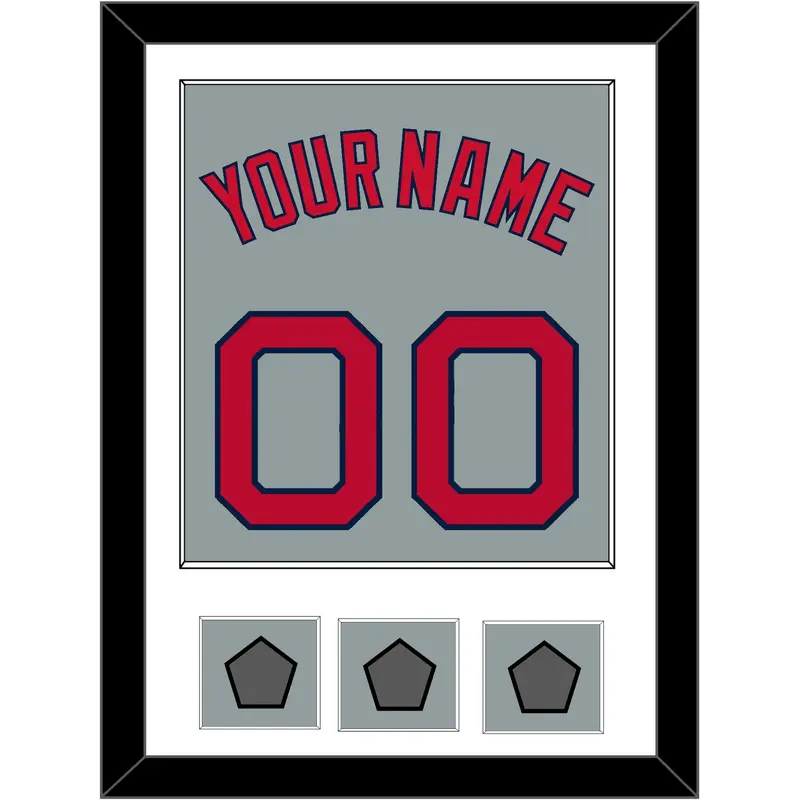 Boston Name, Number & Three World Series Jersey Patches - Road Gray - Single Mat 1