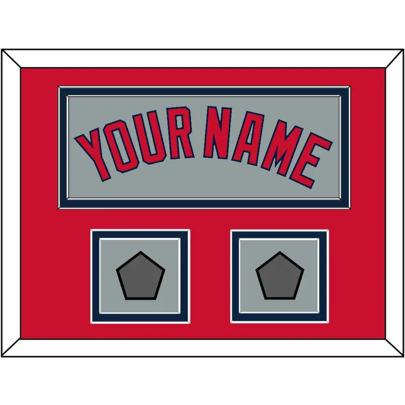 Boston Name & Two World Series Champions Patches - Road Gray - Double Mat 3