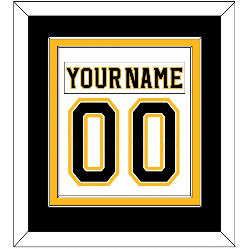 Boston Nameplate & Number (Back) Combined - Road White (2007-2017) - Double Mat 3