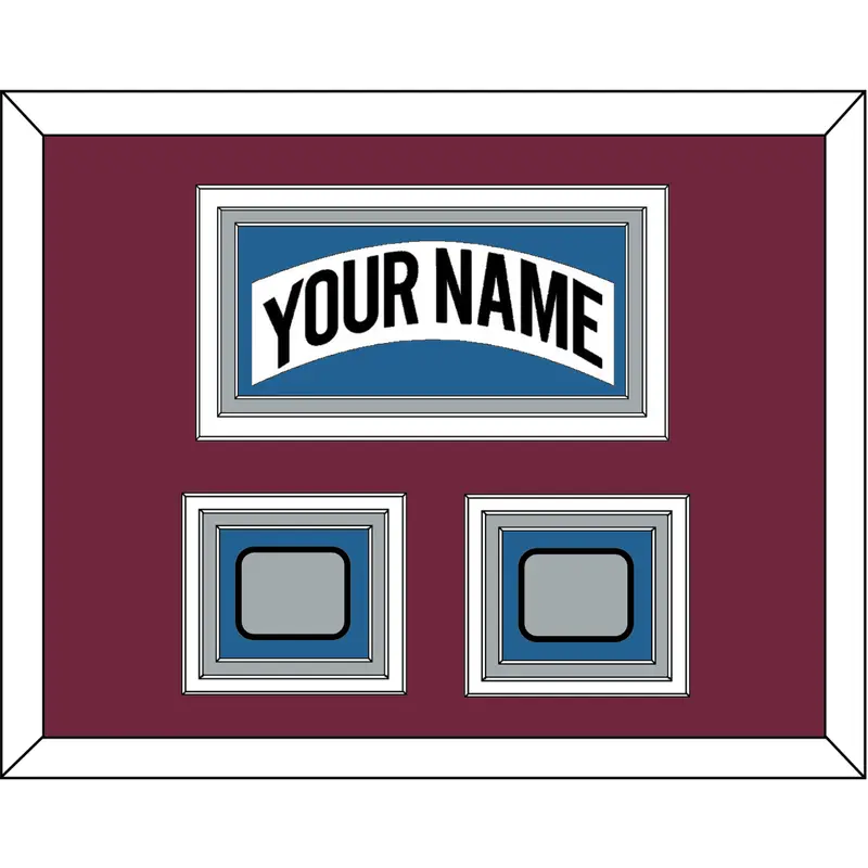 Colorado Nameplate & 2 Stanley Cup Finals Patches - Home White (1999-2001) - Triple Mat 3