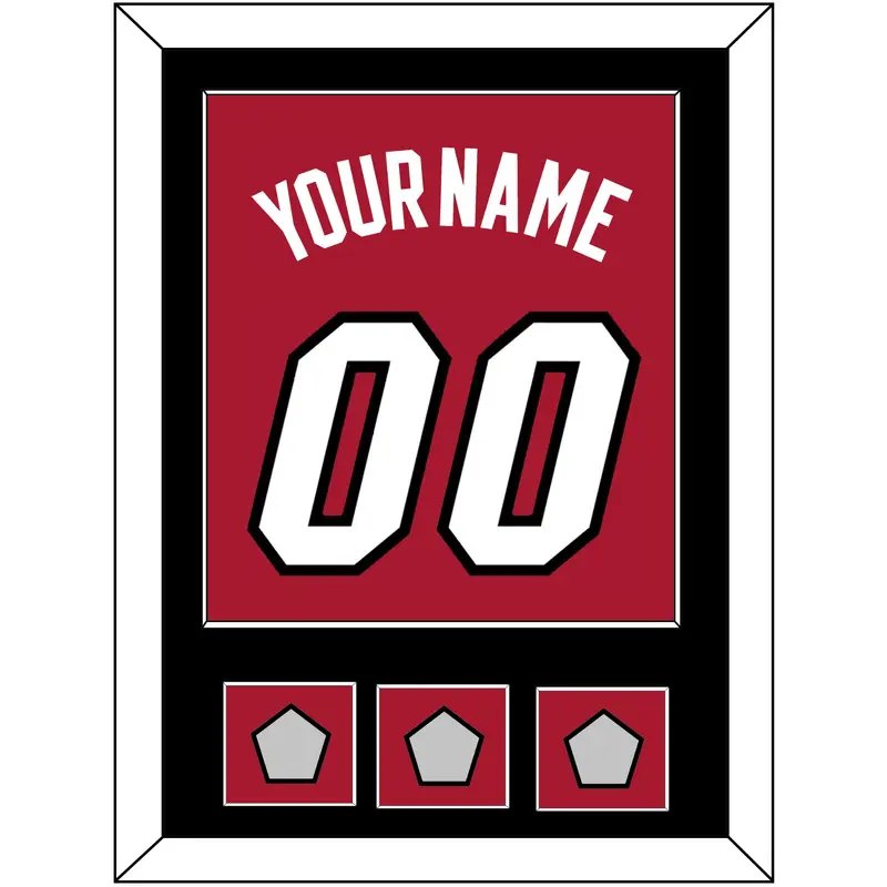 Miami Name & Number With 3 Finals Patches - Alternate Red (2001-2008) - Single Mat 2