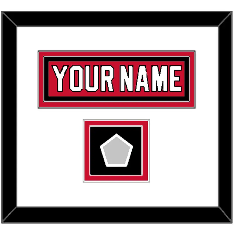 New Jersey Nameplate & Stanley Cup Finals Patch - Road Red (1992-2007) - Double Mat 1