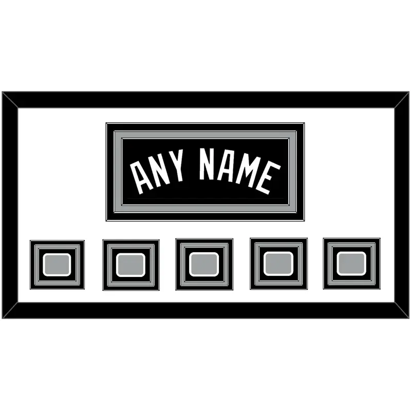 San Antonio Name With 5 Champions Banner Patches - Road Black (2002-2017) - Triple Mat 1