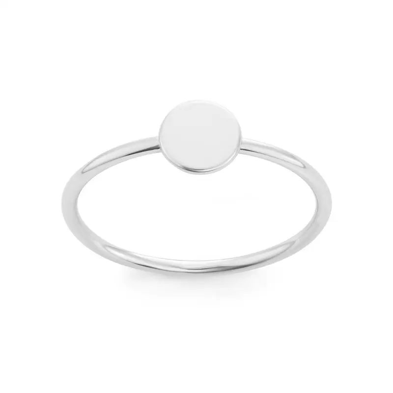 Sterling Silver Small Shiny Disc Ring