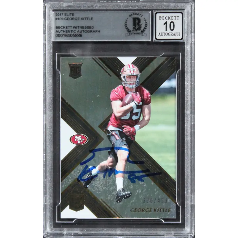 49ers George Kittle Signed 2017 Elite #109 Rookie Card Auto 10! BAS Slabbed 2
