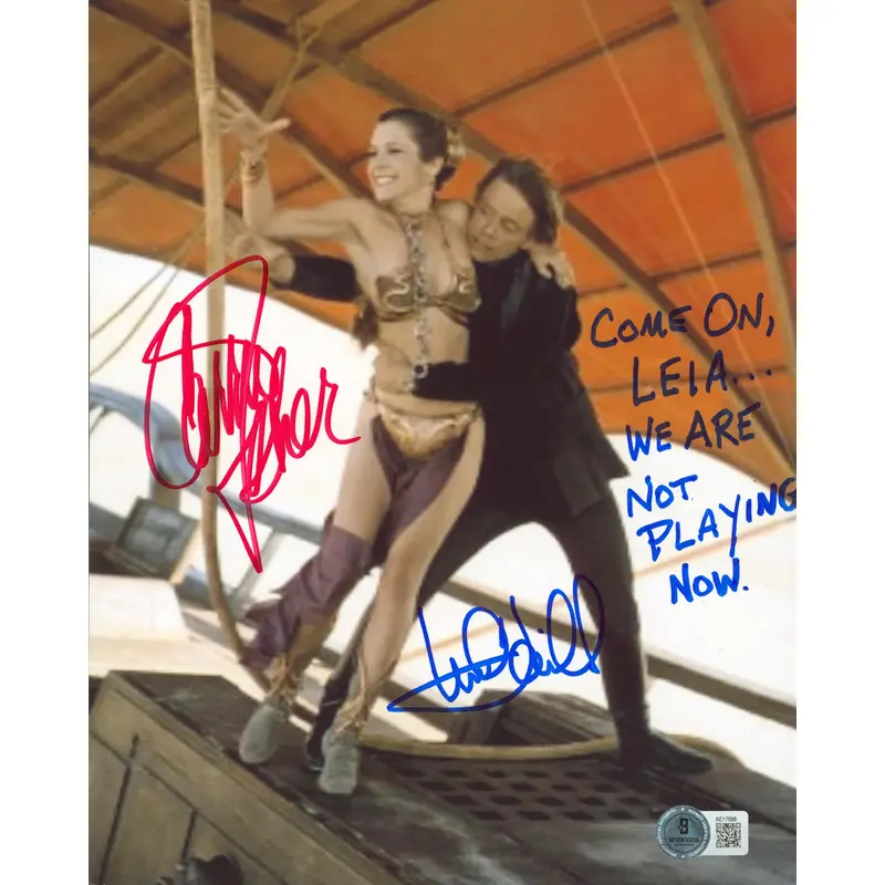 Mark Hamill & Carrie Fisher Star Wars "Come On Leia..." Signed 8x10 Photo BAS