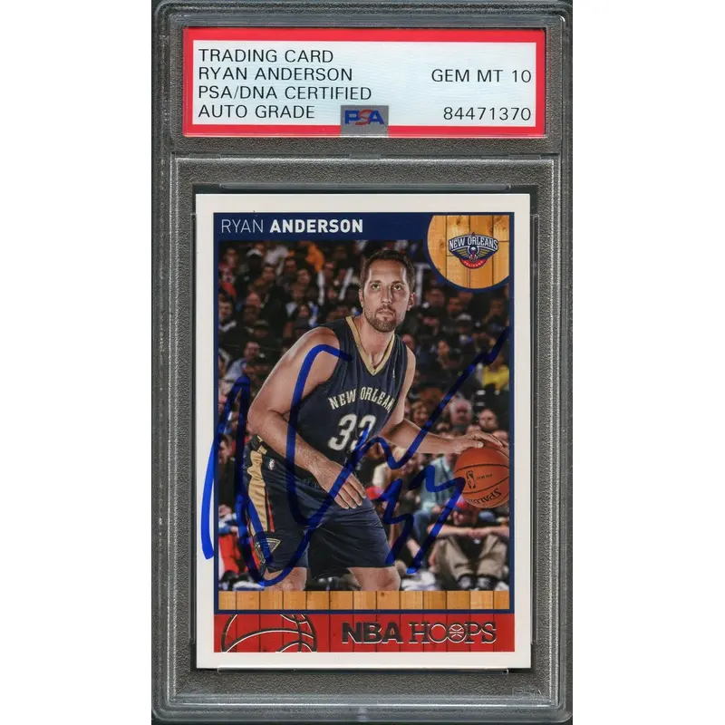 2013-2014 NBA Hoops #128 Ryan Anderson Signed Card AUTO 10 PSA Slabbed Pelicans