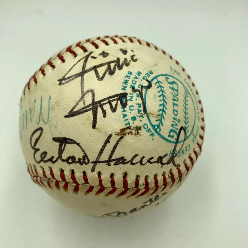 Mickey Mantle Willie Mays Elston Howard Warren Giles HOF Signed Baseball JSA COA