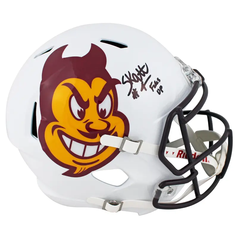 Arizona State Cameron Skattebo Signed White Sparky F/S Speed Rep Helmet BAS W