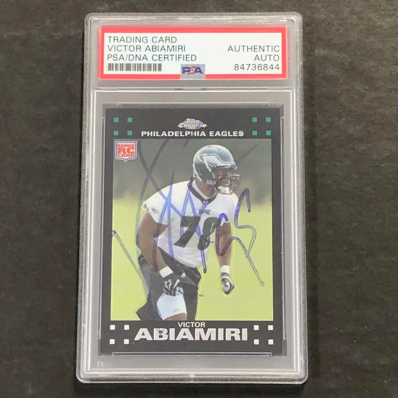 2007 Topps Chrome TC237 Victor Abiamiri Signed Card AUTO PSA Slabbed RC Eagles