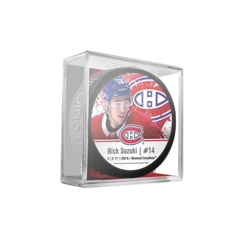 NHLPA Nick Suzuki #14 Montreal Canadiens Souvenir Hockey Puck In Cube