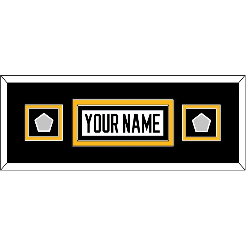 Pittsburgh Nameplate & 2 Stanley Cup Champions Patches - Road White - Double Mat 8