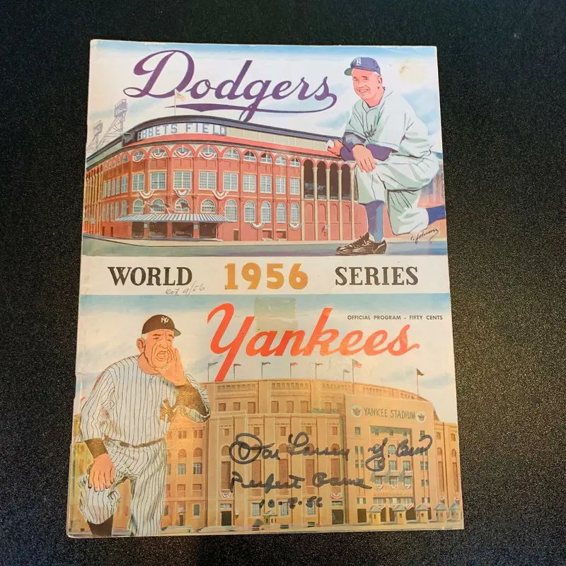 RARE Yogi Berra & Don Larsen Signed 1956 World Series Perfect Game Program JSA