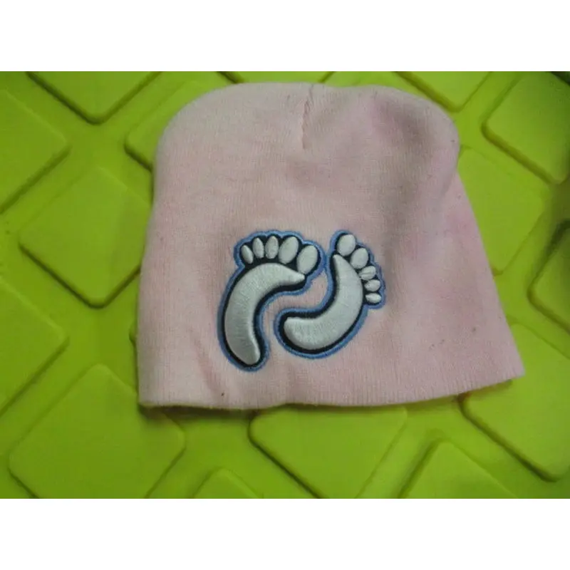 Used Pink Hat with Baby Footprints