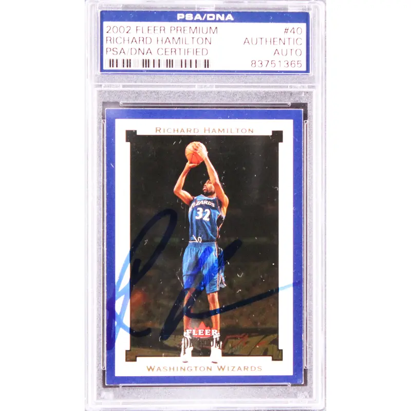 Wizards Richard Hamilton Authentic Signed 2002 Fleer Premium #40 Card PSA Slab