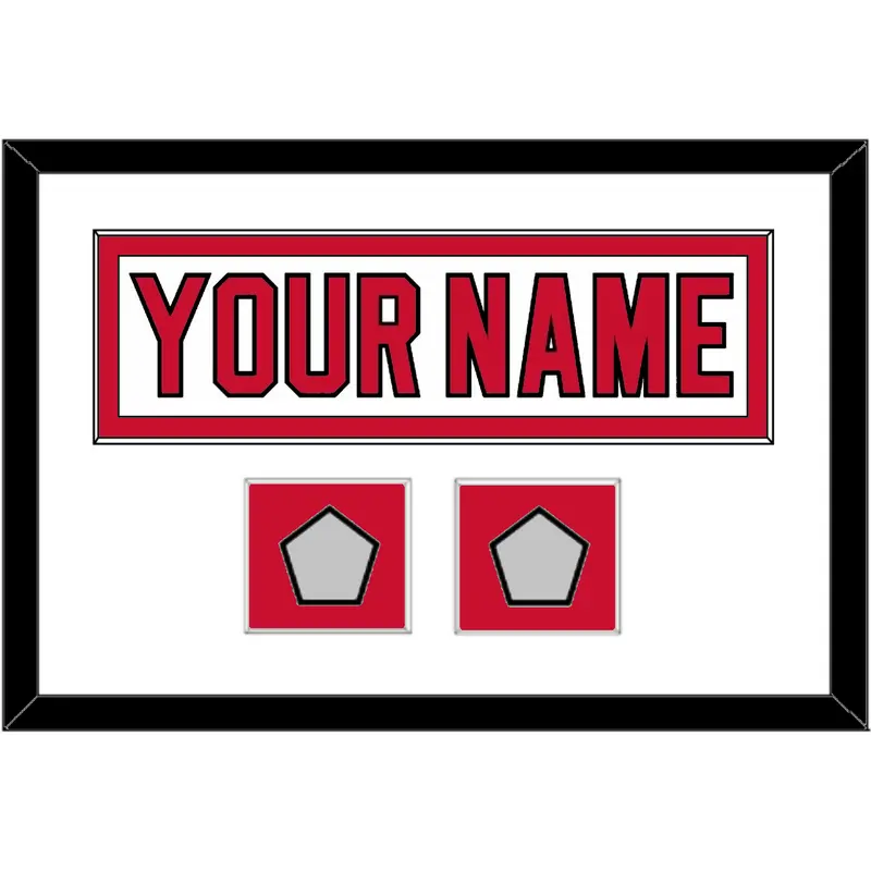 New Jersey Nameplate & 2 Stanley Cup Finals Patches - Home White (1992-2007) - Single Mat 1