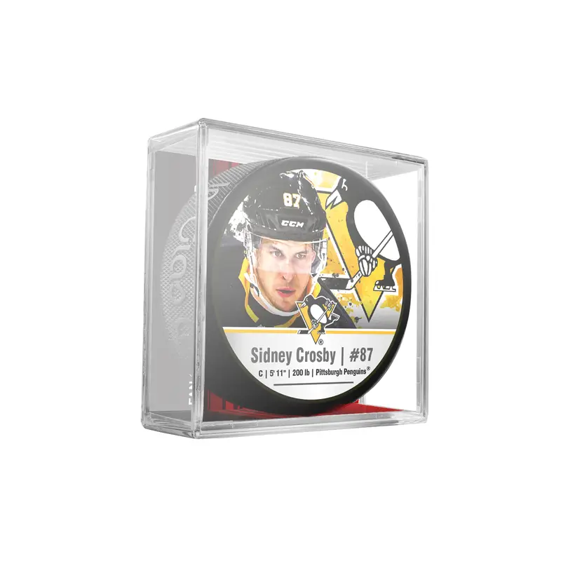 NHLPA Sidney Crosby #87 Pittsburgh Penguins Souvenir Hockey Puck In Cube