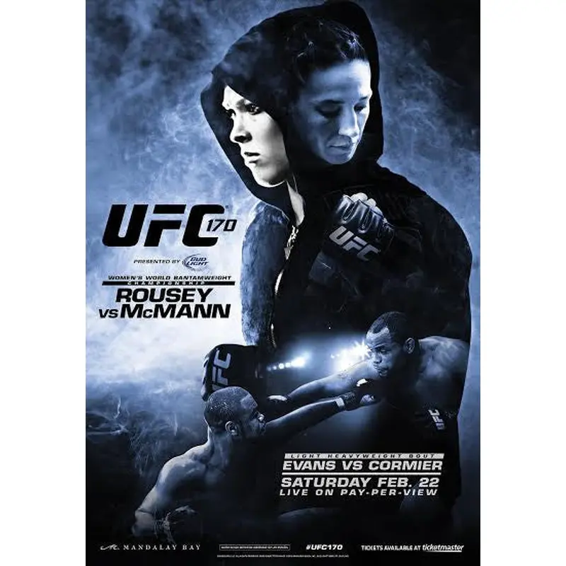 UFC 170 Official Event Poster (Rousey vs. McMann, Evans vs. Cormier) - Las Vegas 2/22/2014