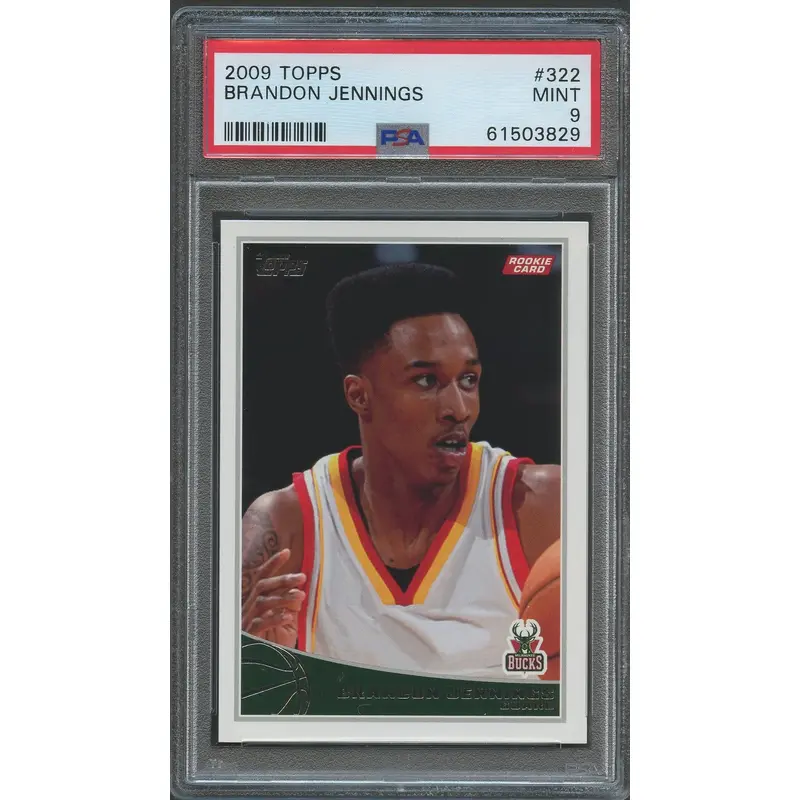 2009-10 Topps #322 Brandon Jennings Rookie Card PSA Mint 9 Slabbed RC Bucks