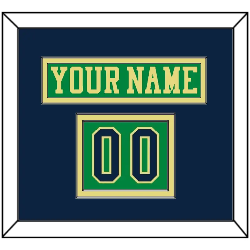 Notre Dame Hockey Nameplate & Number (Shoulder) - Alternate Green (2015) - Double Mat 3