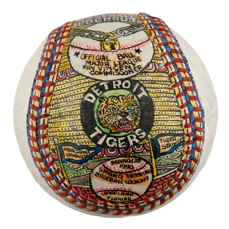 Detroit Tigers Lou Whitaker Hand Painted George Sosnak Folk Art Baseball Signed