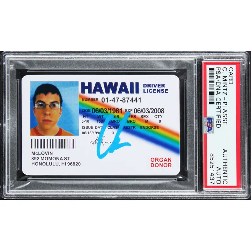 Christopher Mintz-Plasse Superbad Signed McLovin Replica Driver License PSA Slab