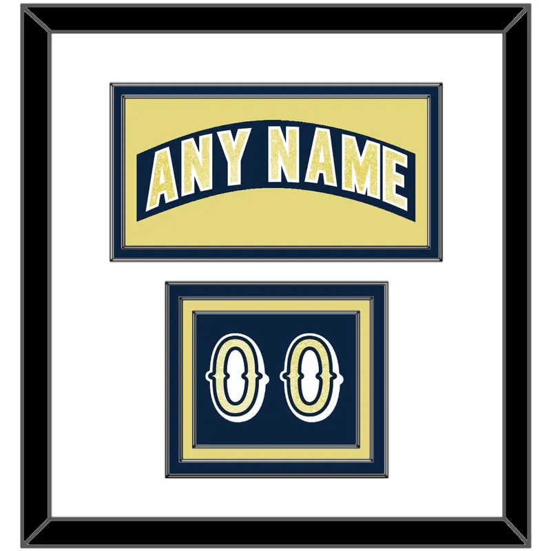 Notre Dame Hockey Nameplate & Number (Shoulder) - Road Blue - Triple Mat 1