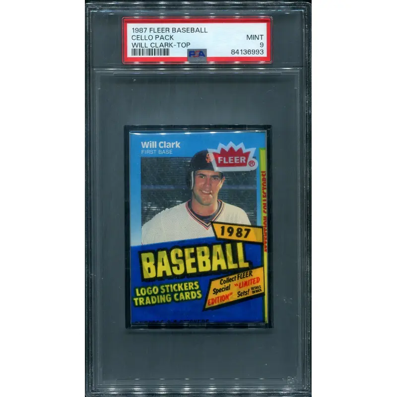 1987 Fleer Baseball Unopened Cello Pack PSA 9 Clark Top *6993