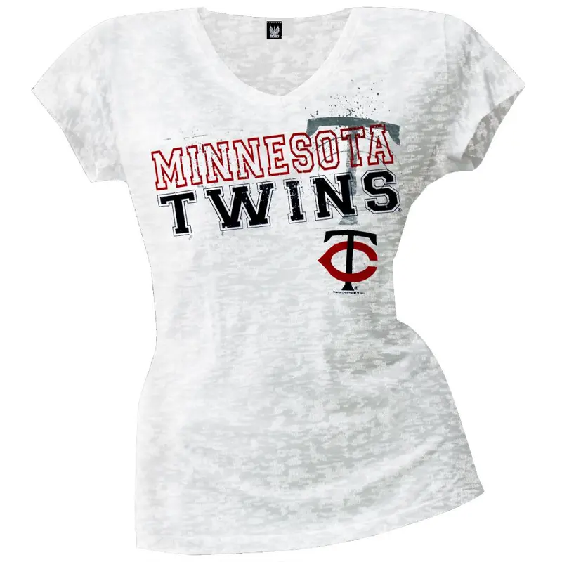 Minnesota Twins - Splatter Juniors Burnout V-Neck T-Shirt