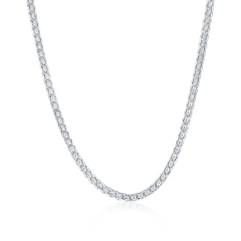 Sterling Silver 3mm Diamond-Cut Franco Chain - Rhodium Plated
