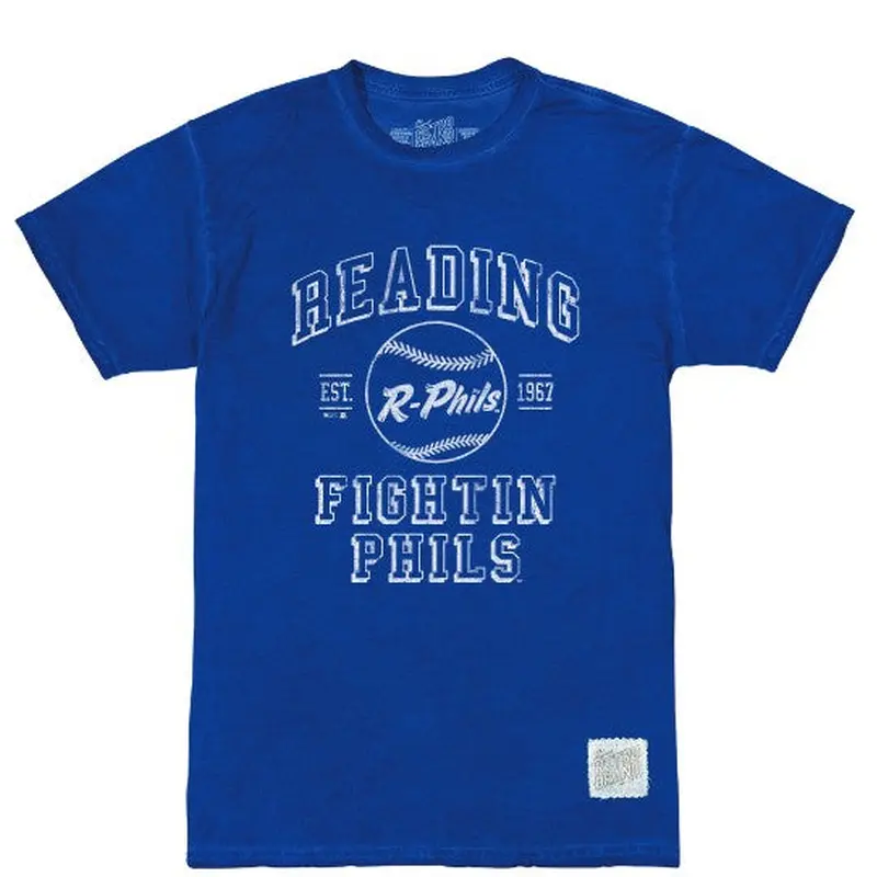 Retro Brand Royal Blue Oil Wash Fightin Phils Baseball Tee