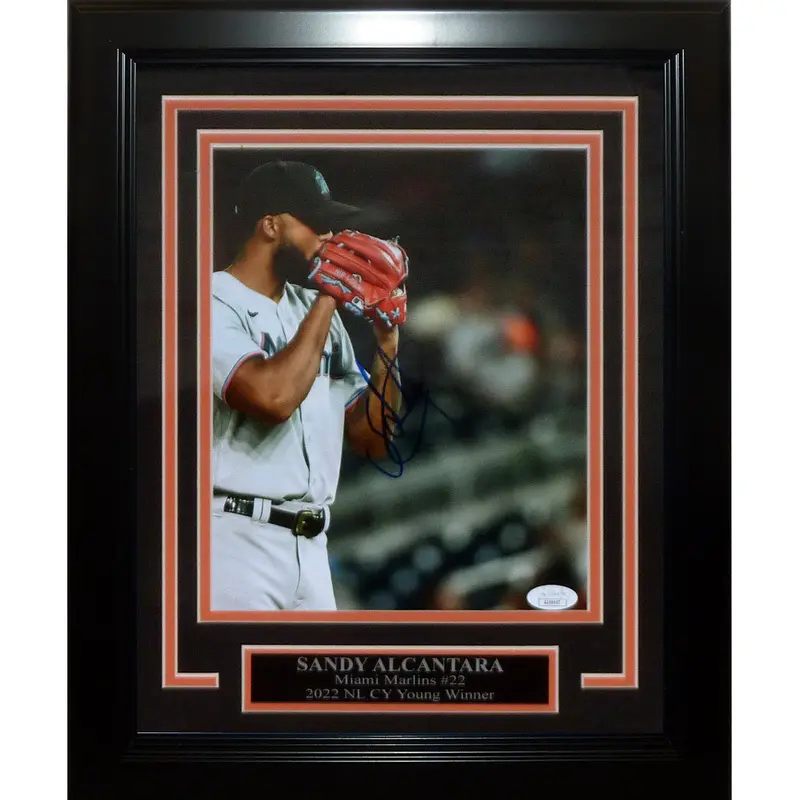 Sandy Alcantara Autographed Miami Marlins Deluxe Framed 8x10 Photo - JSA
