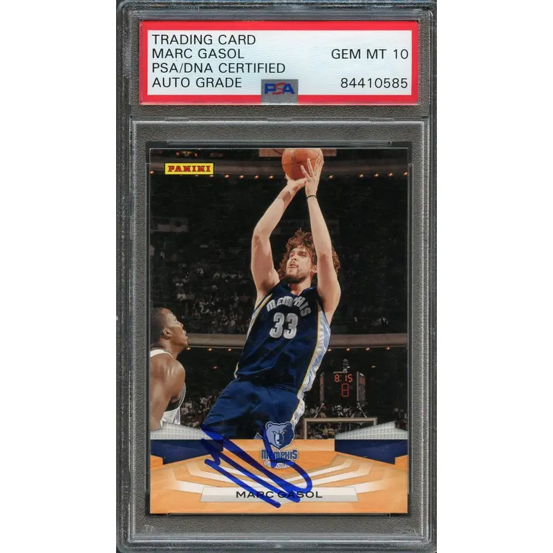 2009-10 Panini #177 Marc Gasol Signed Card AUTO 10 PSA Slabbed Grizzlies