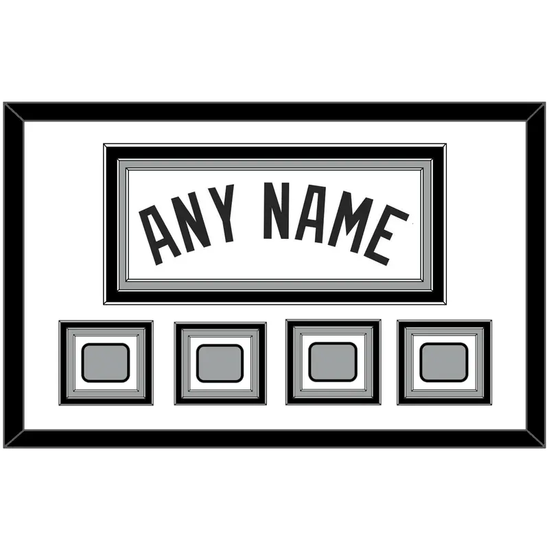 San Antonio Name With 4 Champions Banner Patches - Home White (2002-2017) - Triple Mat 1