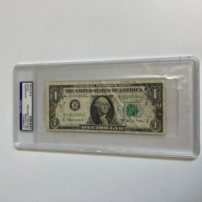 Gil Hodges Signed $1 Dollar Bill Signed Day After 1969 World Series PSA DNA