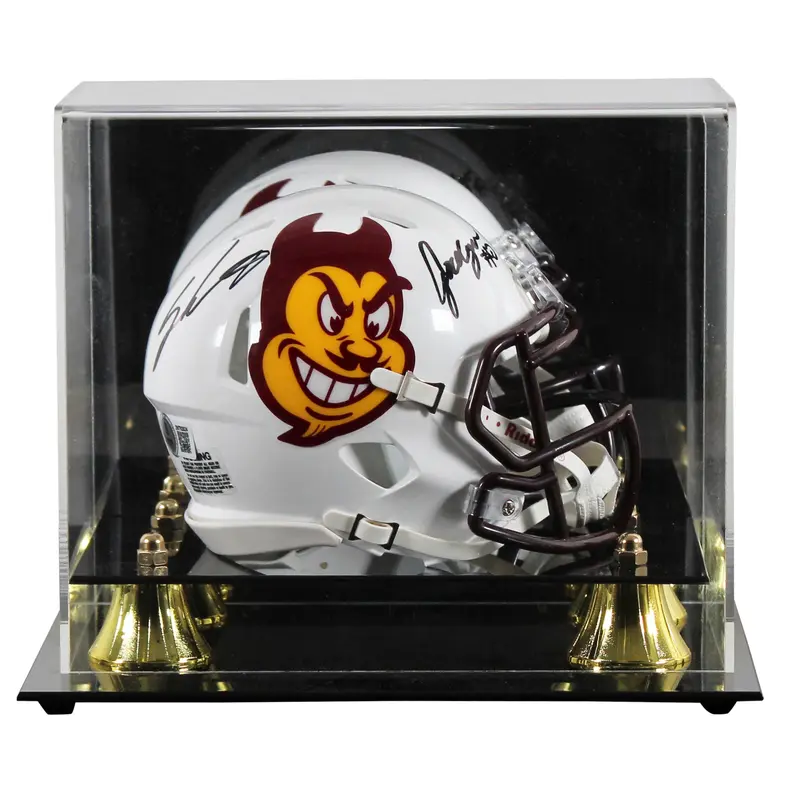 ASU Sam Leavitt & Jordyn Tyson Signed White Speed Mini Helmet W/ Case BAS Wit