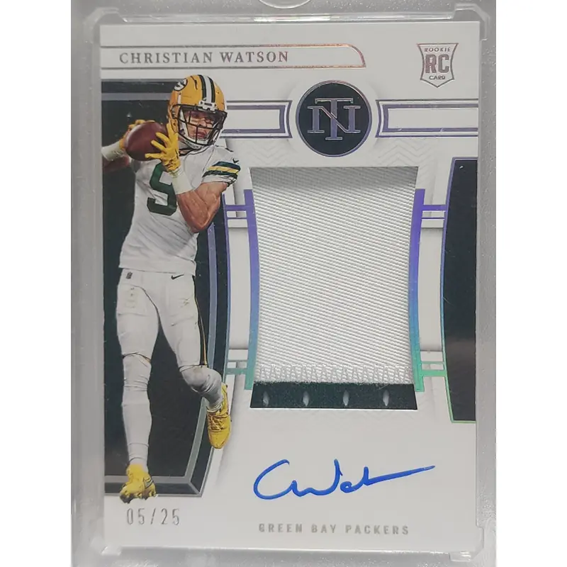 Christian Watson 2022 Panini National Treasures Silver Rookie Patch Auto #5/25