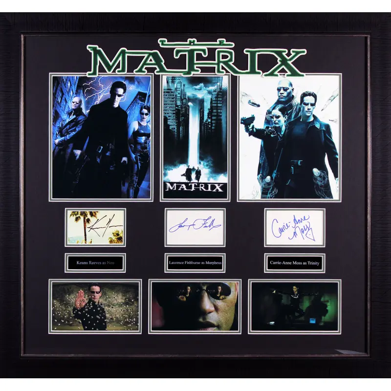 The Matrix (3) Reeves, Fishburne & Moss Signed Framed Display BAS #AD04982