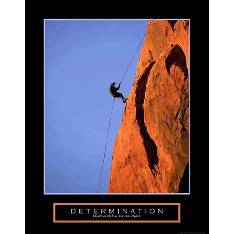Rock Climbing "Determination" Motivational Poster - Front Line